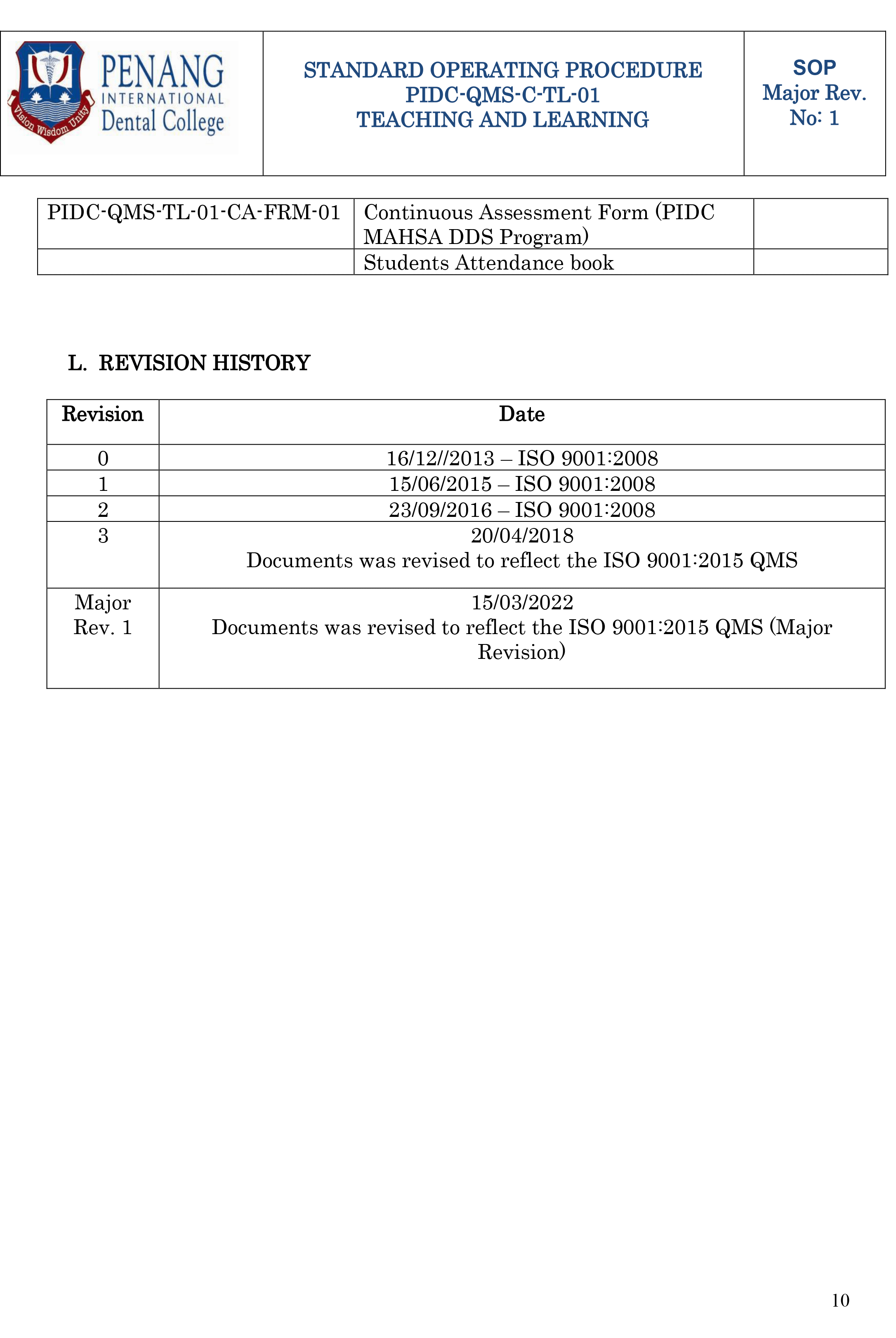 PIDC QMS C TL 01 10